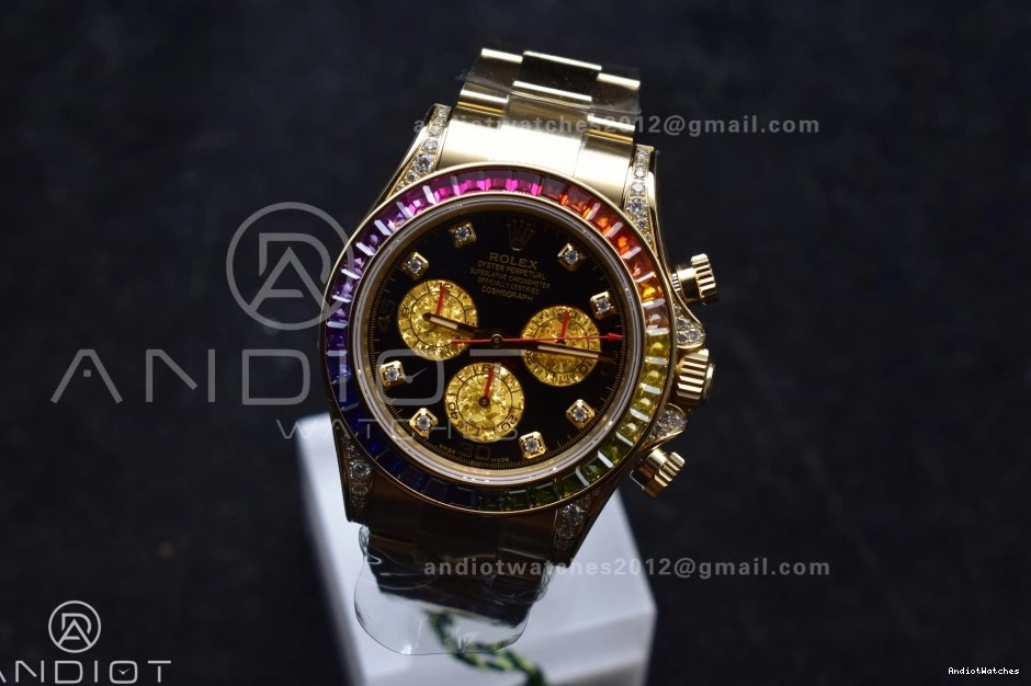 779 on SH Rainbow Black Bracelet ZF Timeless Edition 1:1 Daytona Dial Diamonds 116598RBOW YG Best 1228